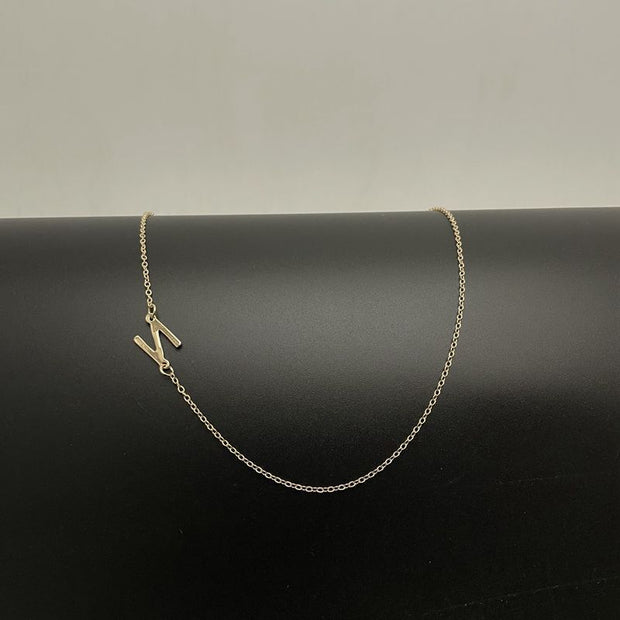 Initial Necklaces For Women, Dainty Gold Letter Necklace 14k Gold Plated Sideways Initial Necklace Cute Name Simple Choker Necklaces For Women Trendy Jewelry Gifts