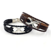 Alloy lucky figure 8 leather bracelet