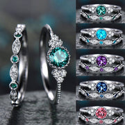 2pcs Colored Diamond Rings Rhinestones Ring