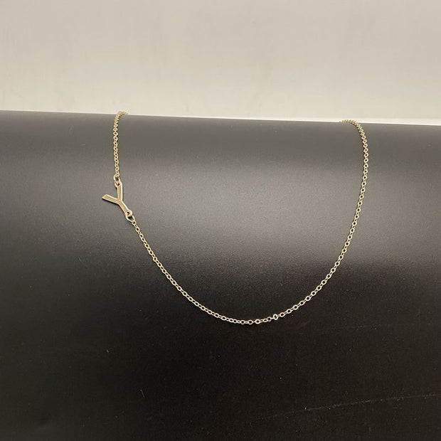 Initial Necklaces For Women, Dainty Gold Letter Necklace 14k Gold Plated Sideways Initial Necklace Cute Name Simple Choker Necklaces For Women Trendy Jewelry Gifts
