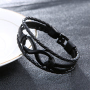 Alloy lucky figure 8 leather bracelet