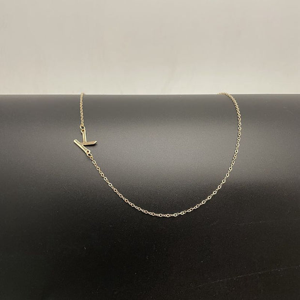 Initial Necklaces For Women, Dainty Gold Letter Necklace 14k Gold Plated Sideways Initial Necklace Cute Name Simple Choker Necklaces For Women Trendy Jewelry Gifts