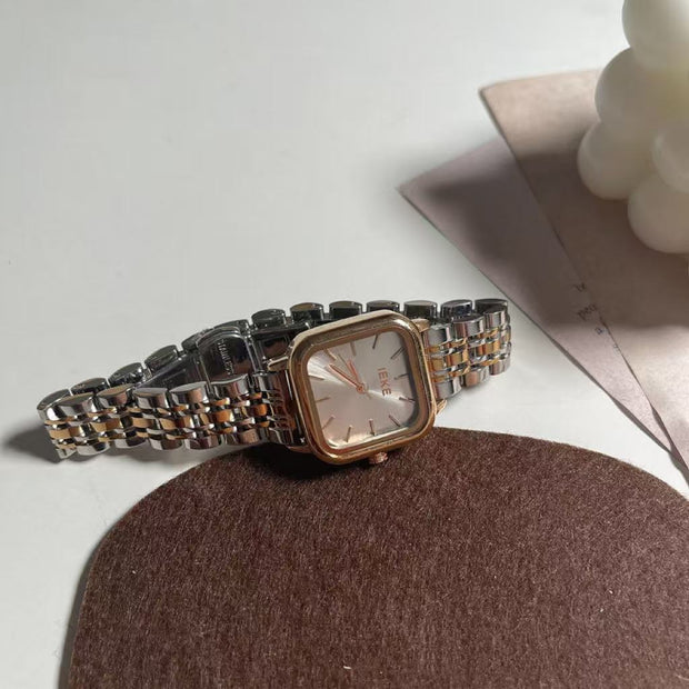 Square Steel Belt Light Luxury Quartz Watch For Women