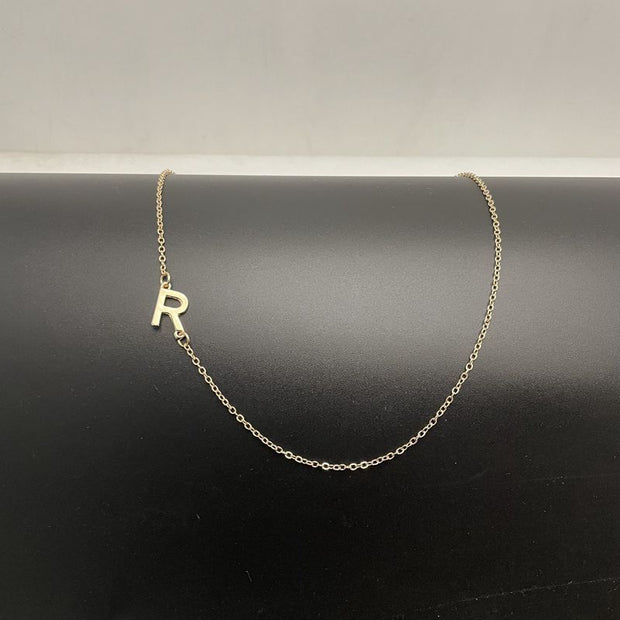 Initial Necklaces For Women, Dainty Gold Letter Necklace 14k Gold Plated Sideways Initial Necklace Cute Name Simple Choker Necklaces For Women Trendy Jewelry Gifts