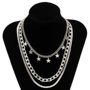 Multilayer Star Choker Necklaces for Women Punk Geometric Snake Chain