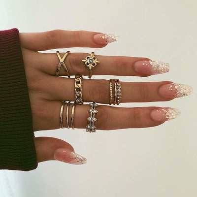 Retro Personality 8 Pieces Set Rings
