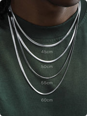 3mm Flat Snake Bone Chain Necklace For Men