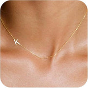 Initial Necklaces For Women, Dainty Gold Letter Necklace 14k Gold Plated Sideways Initial Necklace Cute Name Simple Choker Necklaces For Women Trendy Jewelry Gifts