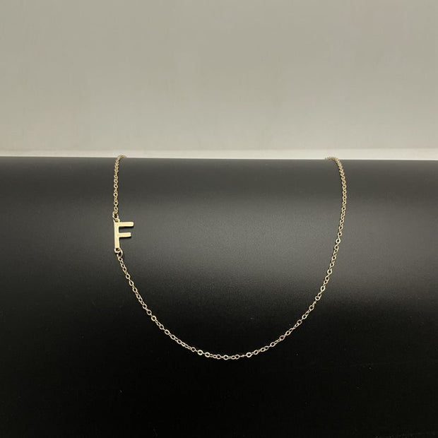 Initial Necklaces For Women, Dainty Gold Letter Necklace 14k Gold Plated Sideways Initial Necklace Cute Name Simple Choker Necklaces For Women Trendy Jewelry Gifts