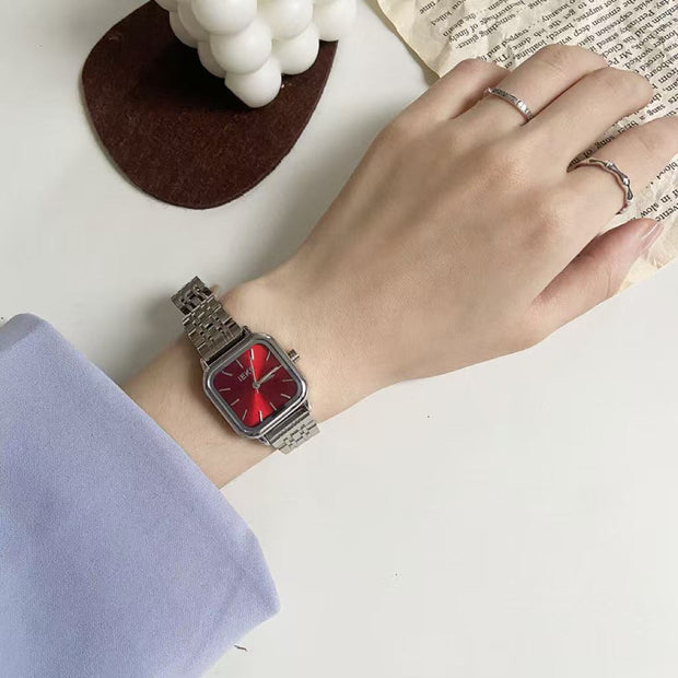 Square Steel Belt Light Luxury Quartz Watch For Women