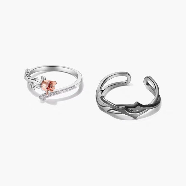 Thorns And Roses Couple Rings Pair